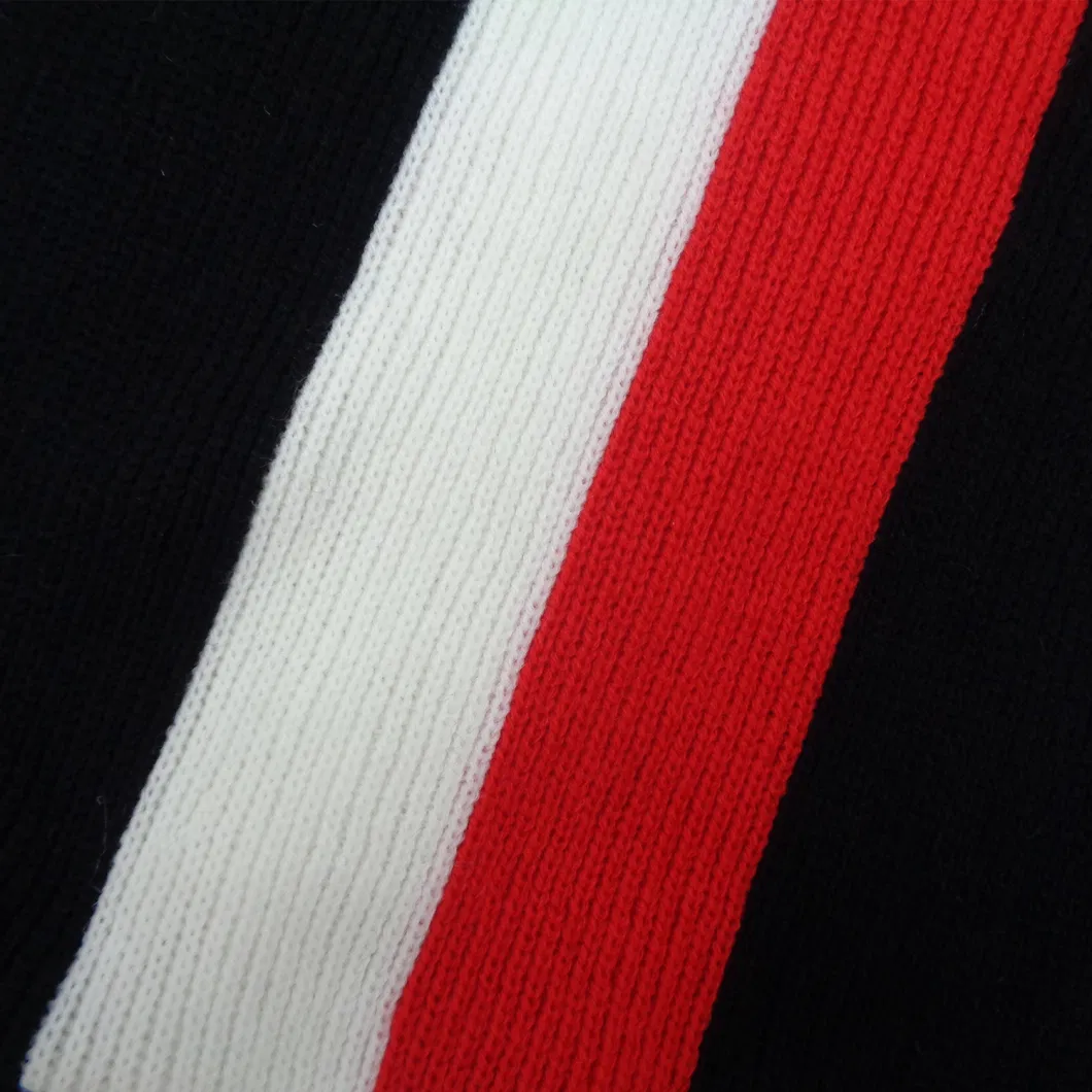 Custom Wholesale Knitted Quality Color Stripe Sport Soccer Muffler Scarf